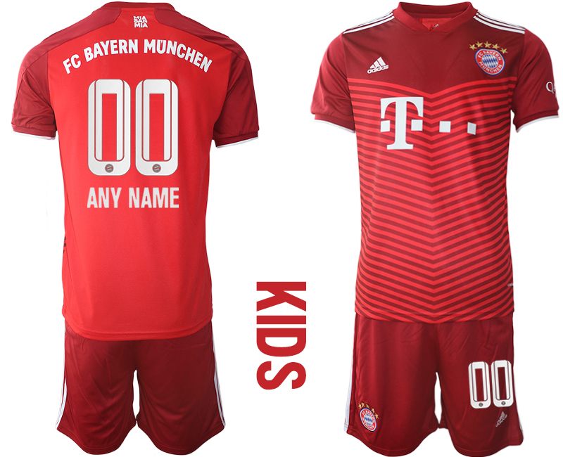 Youth 2021-2022 Club Bayern Munich home red customized Soccer Jersey